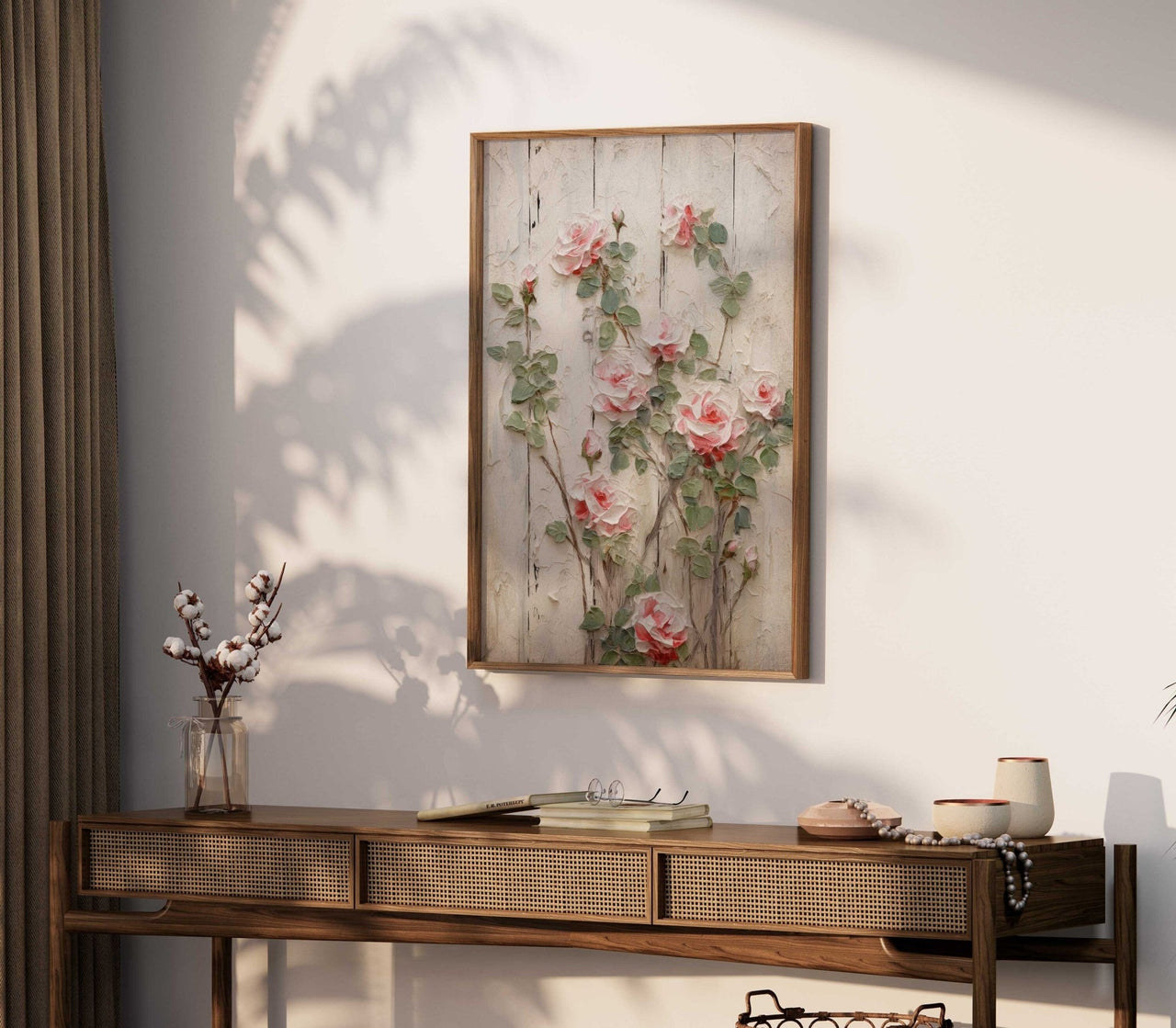 Vintage Rose Wall Art – Floral Living Room Print