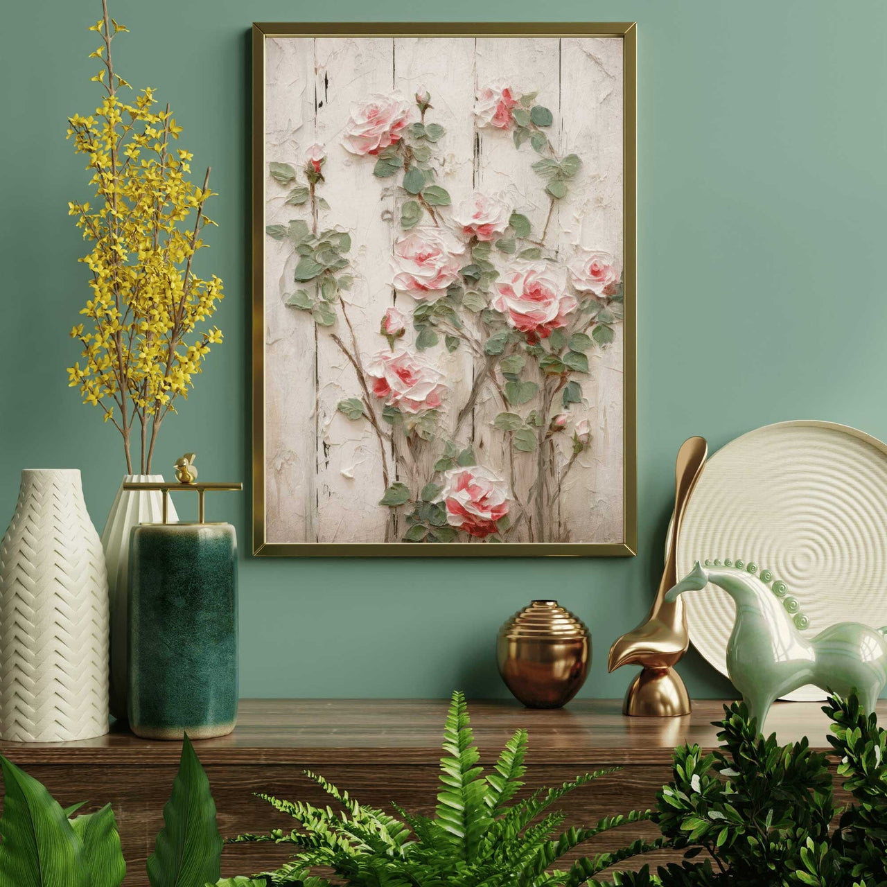 Vintage Rose Wall Art – Floral Living Room Print