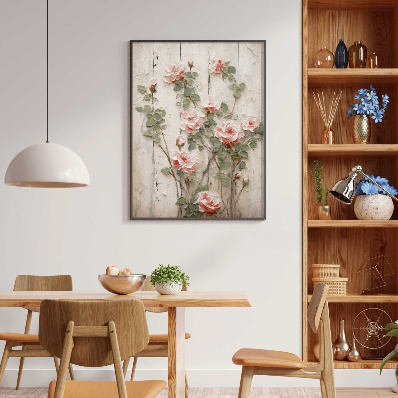 Vintage Rose Wall Art – Floral Living Room Print