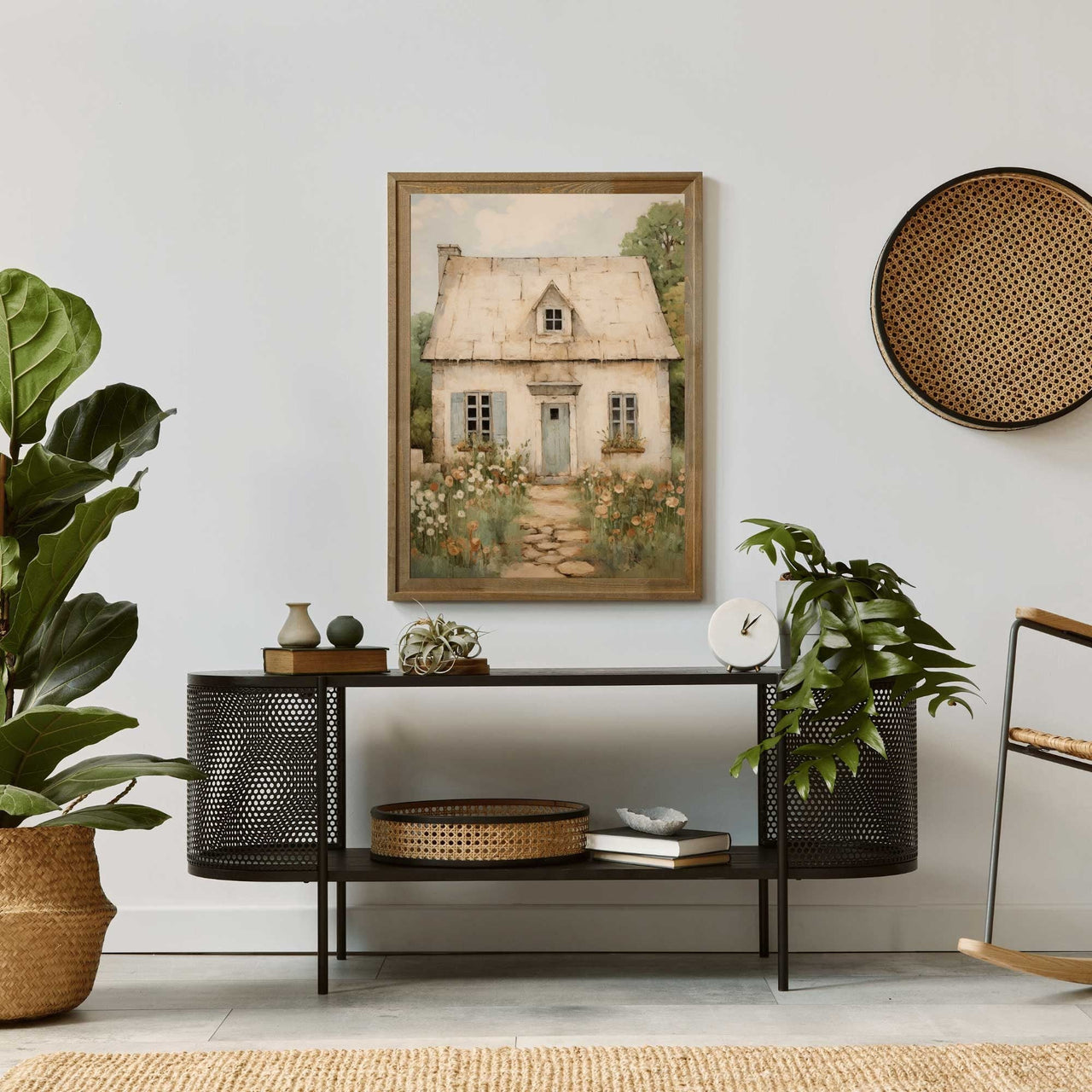 Stone House Wall Art – Farmhouse Living Room Print
