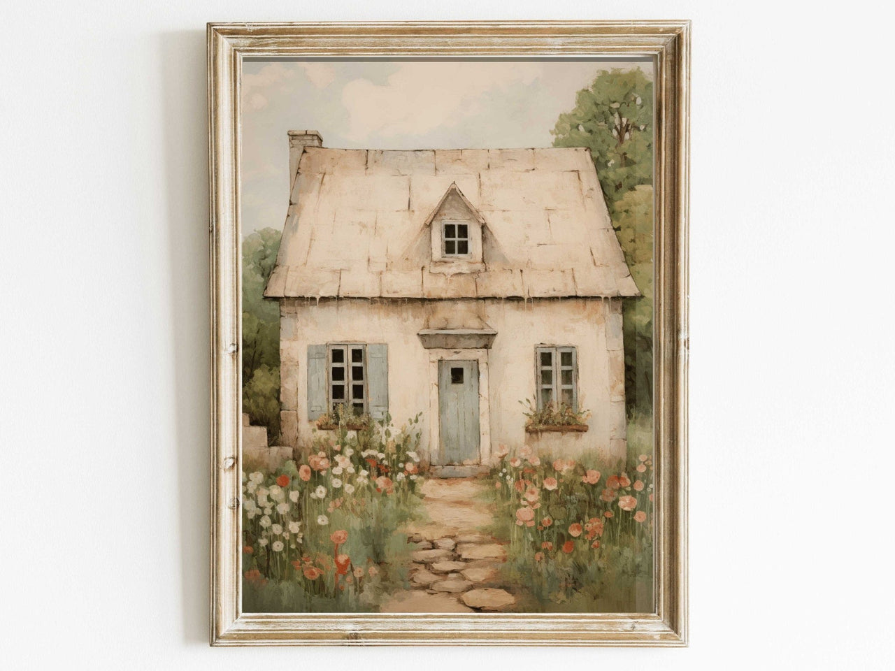 Stone House Wall Art – Farmhouse Living Room Print