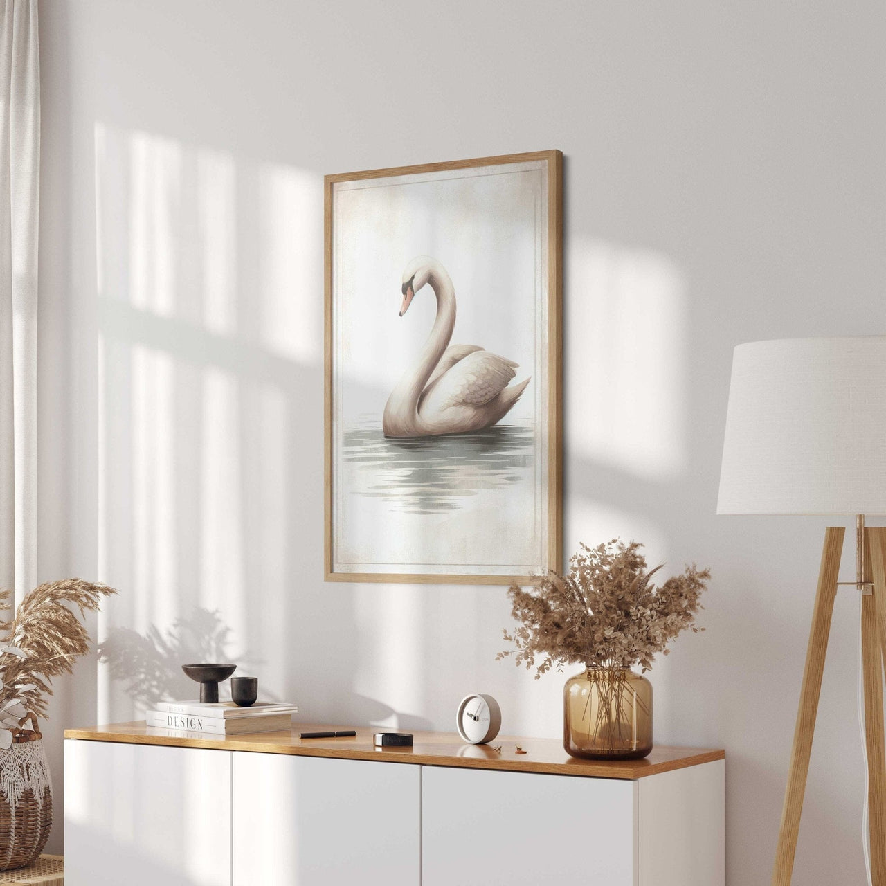 Swan Wall Art – Bird Living Room Print