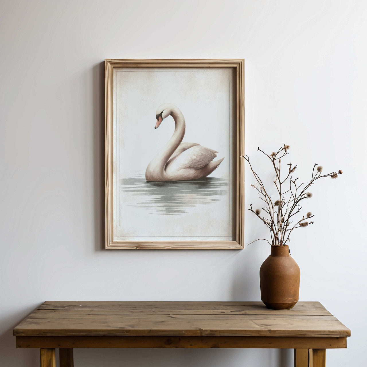 Swan Wall Art – Bird Living Room Print