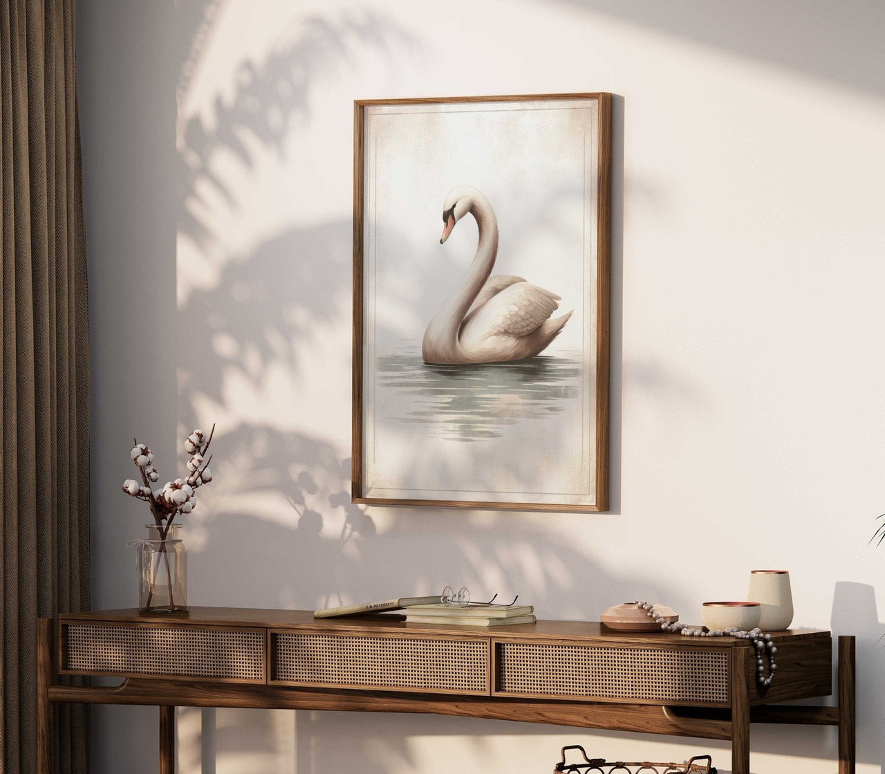 Swan Wall Art – Bird Living Room Print