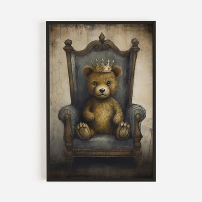 Vintage Teddy Bear Nursery Print, Royal Kids Room Decor - WildfieldPrints