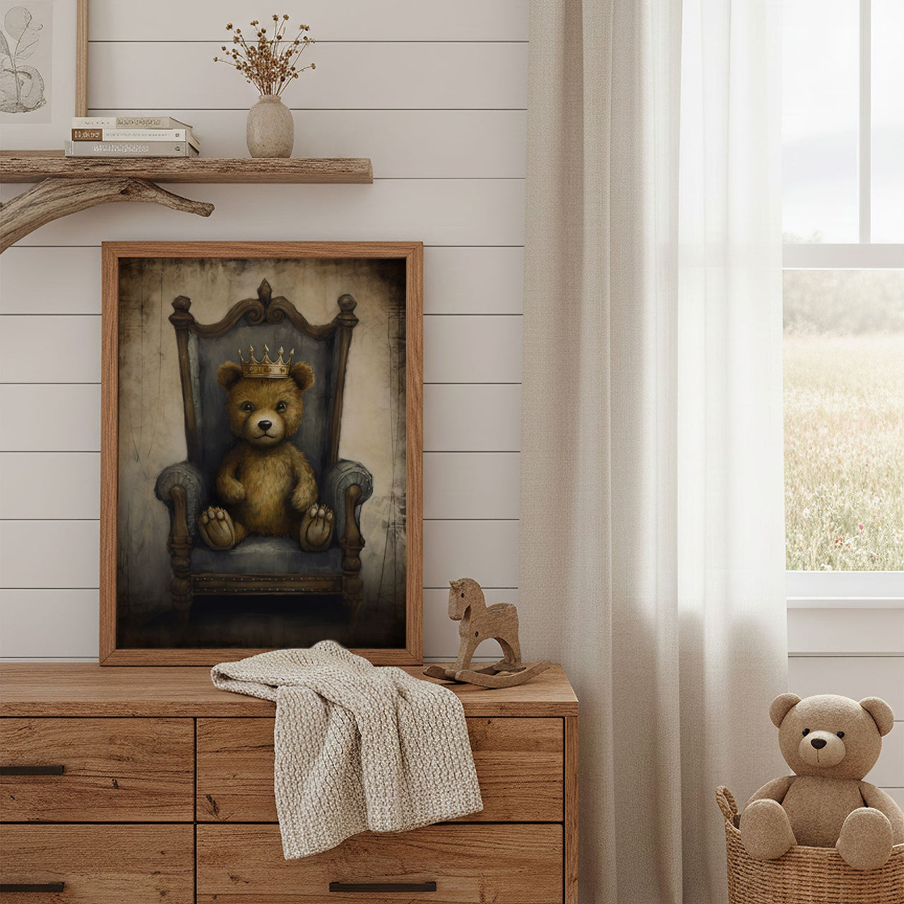 Vintage Teddy Bear Wall Art – Animal Kids Room Print