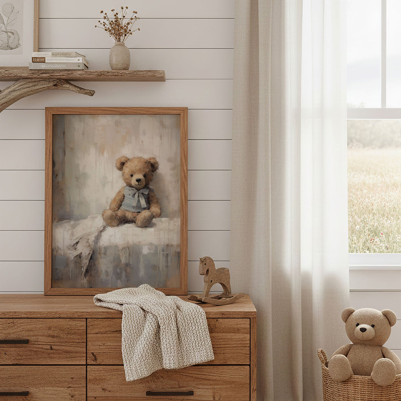 Vintage Teddy Bear Wall Art – Animal Nursery Print