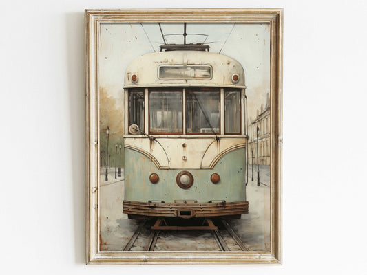 Vintage Tram Prints, Old City Decor, Transportation Wall Art - WildfieldPrints