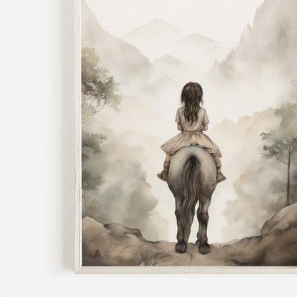 Vintage Watercolor Horse Art, Nursery Room Decor, Equestrian Wall Print - WildfieldPrints
