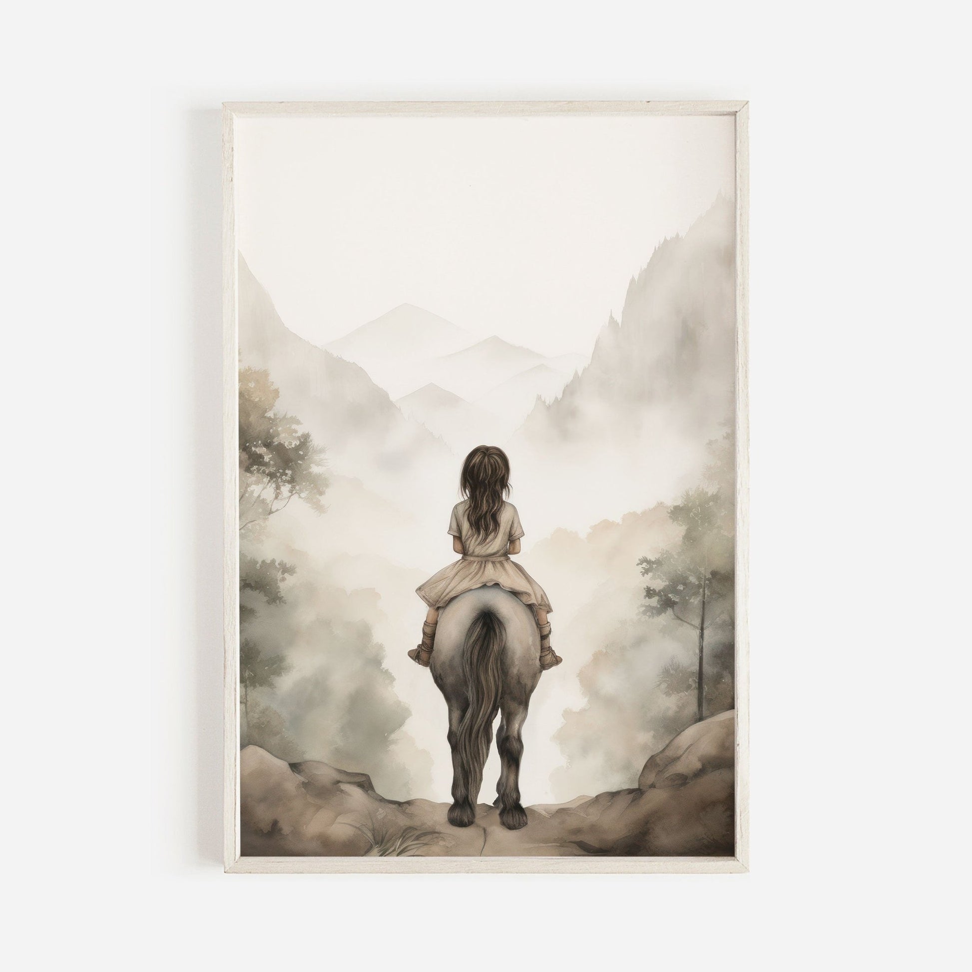 Vintage Watercolor Horse Art, Nursery Room Decor, Equestrian Wall Print - WildfieldPrints