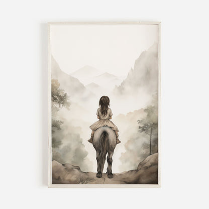 Vintage Watercolor Horse Art, Nursery Room Decor, Equestrian Wall Print - WildfieldPrints