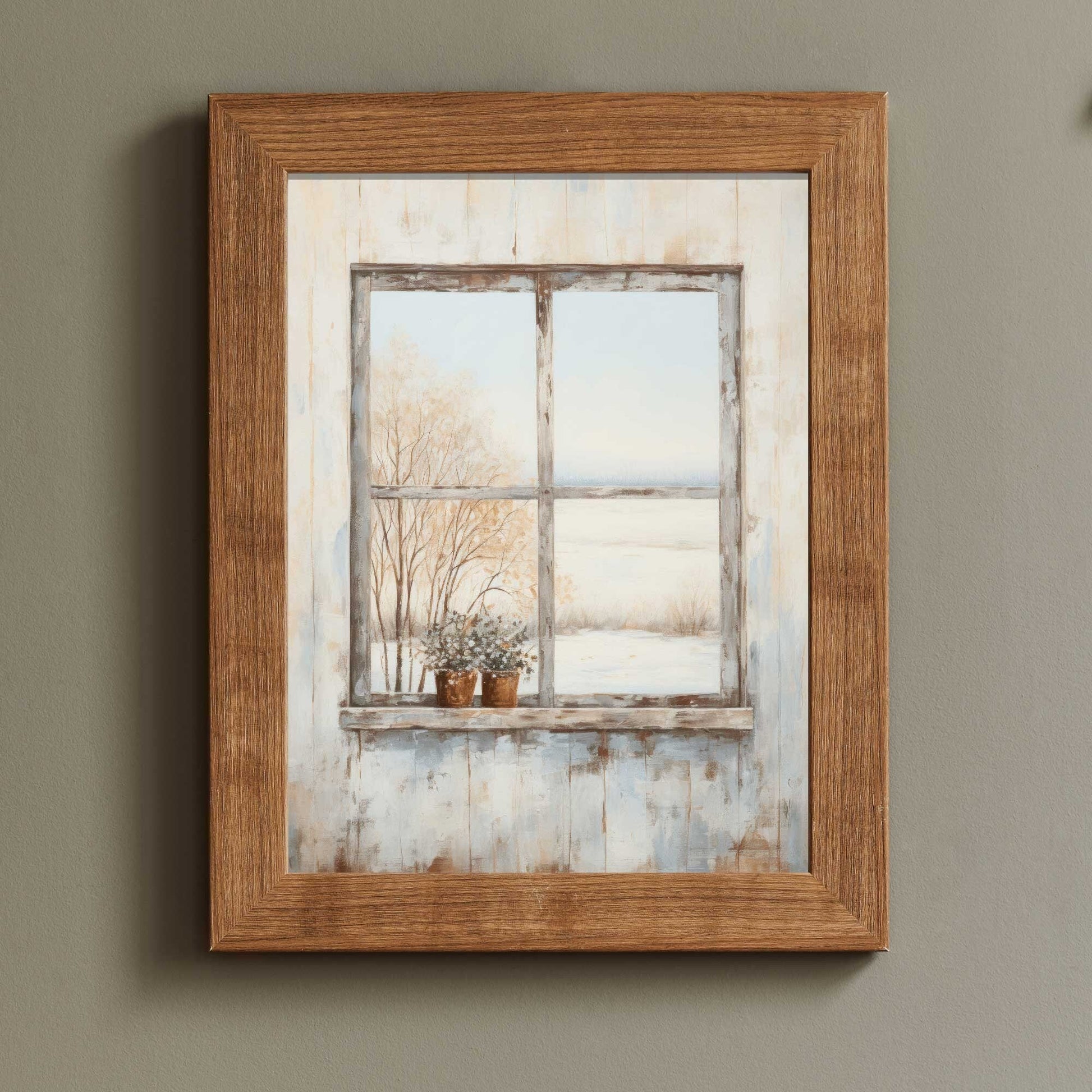 Vintage Window Wall Decor, Rustic Painting, Charming Home Accent - WildfieldPrints