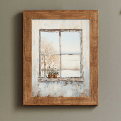 Vintage Window Wall Decor, Rustic Painting, Charming Home Accent - WildfieldPrints