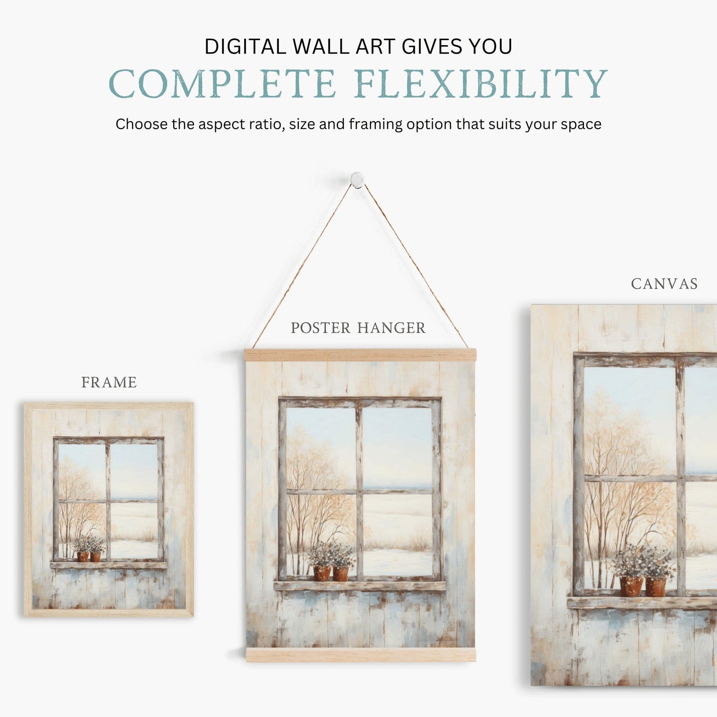 Vintage Window Wall Decor, Rustic Painting, Charming Home Accent - WildfieldPrints