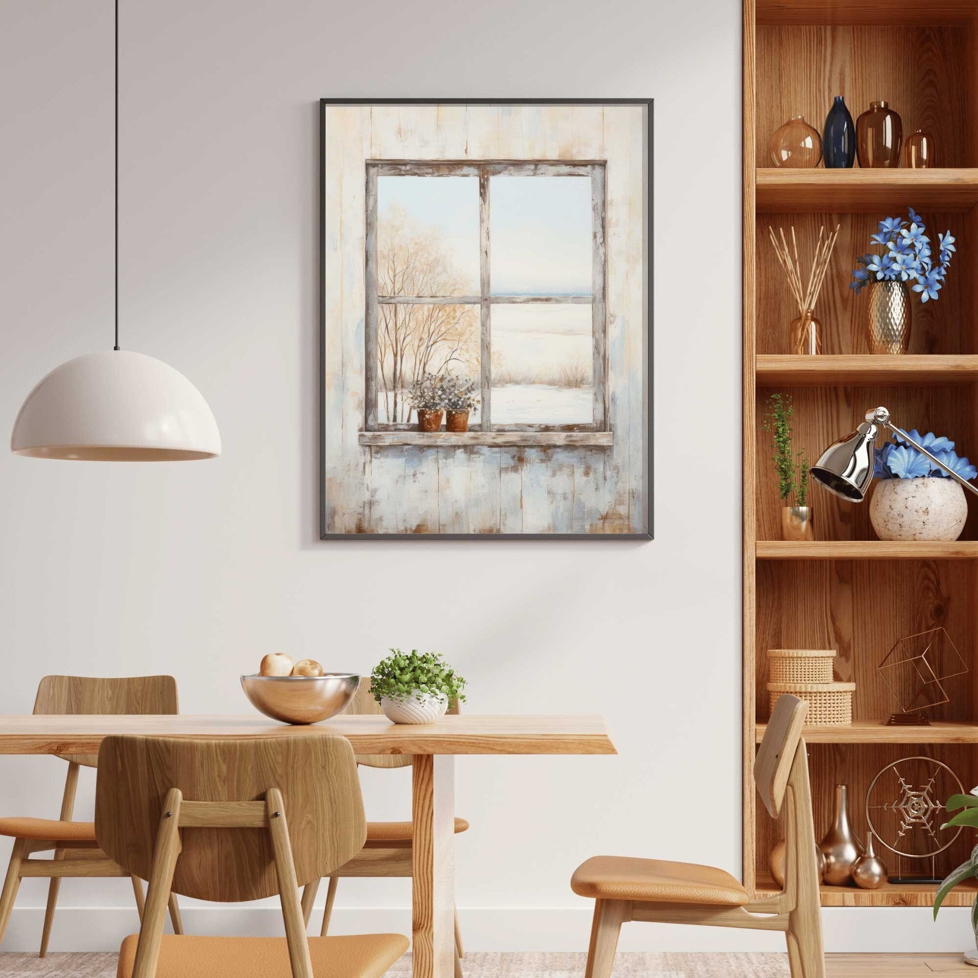 Vintage Window Wall Decor, Rustic Painting, Charming Home Accent - WildfieldPrints