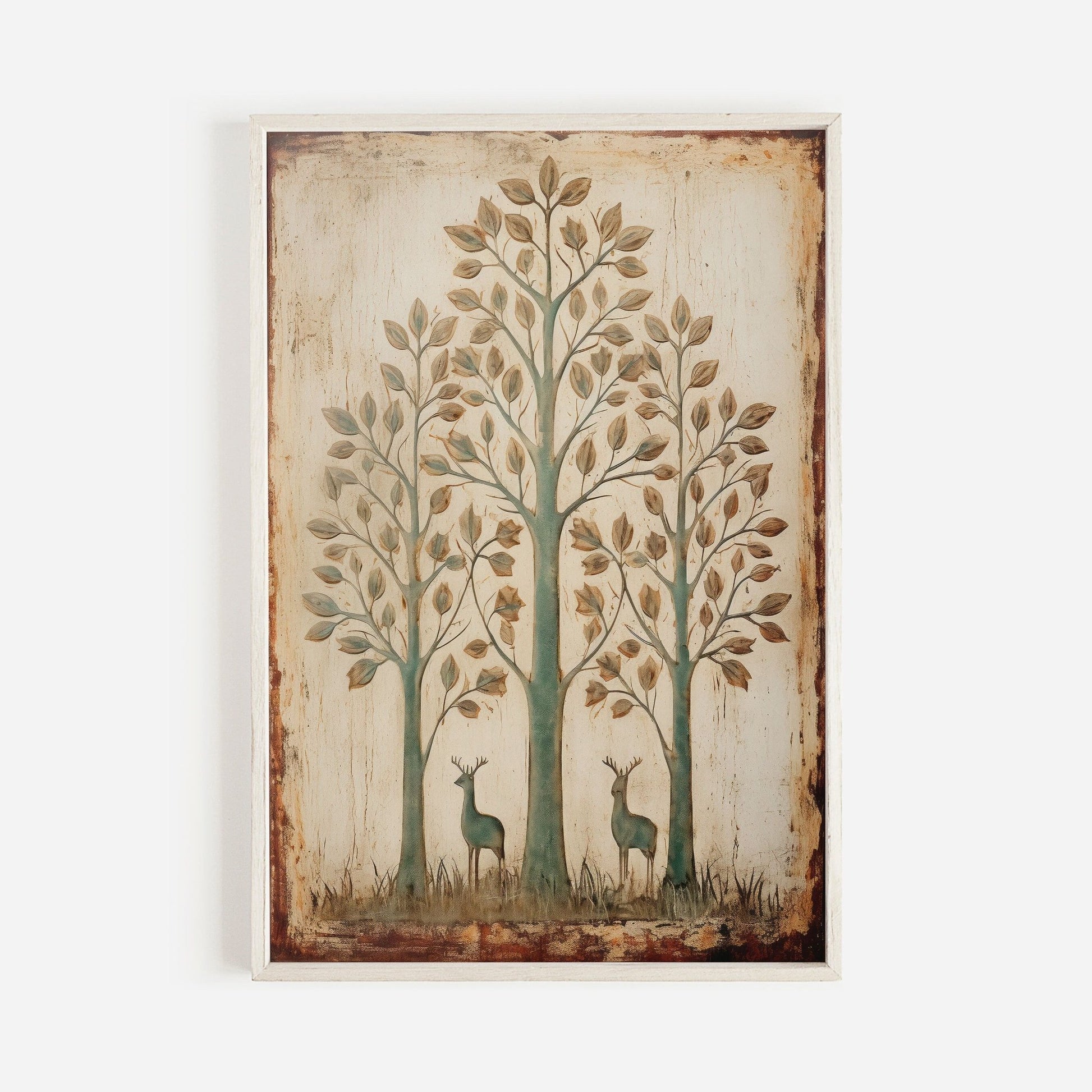 Wall Art, Abstract Nature Print, Vintage Minimalist Decor, Deer Artwork - WildfieldPrints