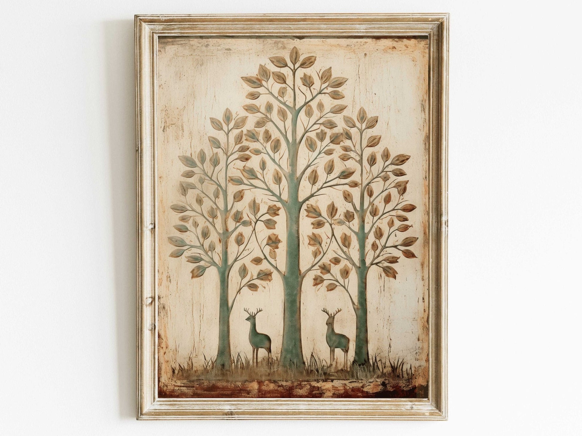 Wall Art, Abstract Nature Print, Vintage Minimalist Decor, Deer Artwork - WildfieldPrints