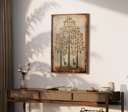 Wall Art, Abstract Nature Print, Vintage Minimalist Decor, Deer Artwork - WildfieldPrints
