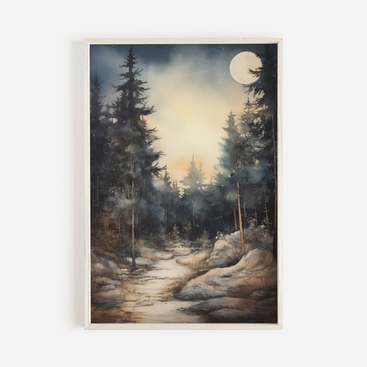 Moonlit Forest Wall Art – Nature Nursery Print