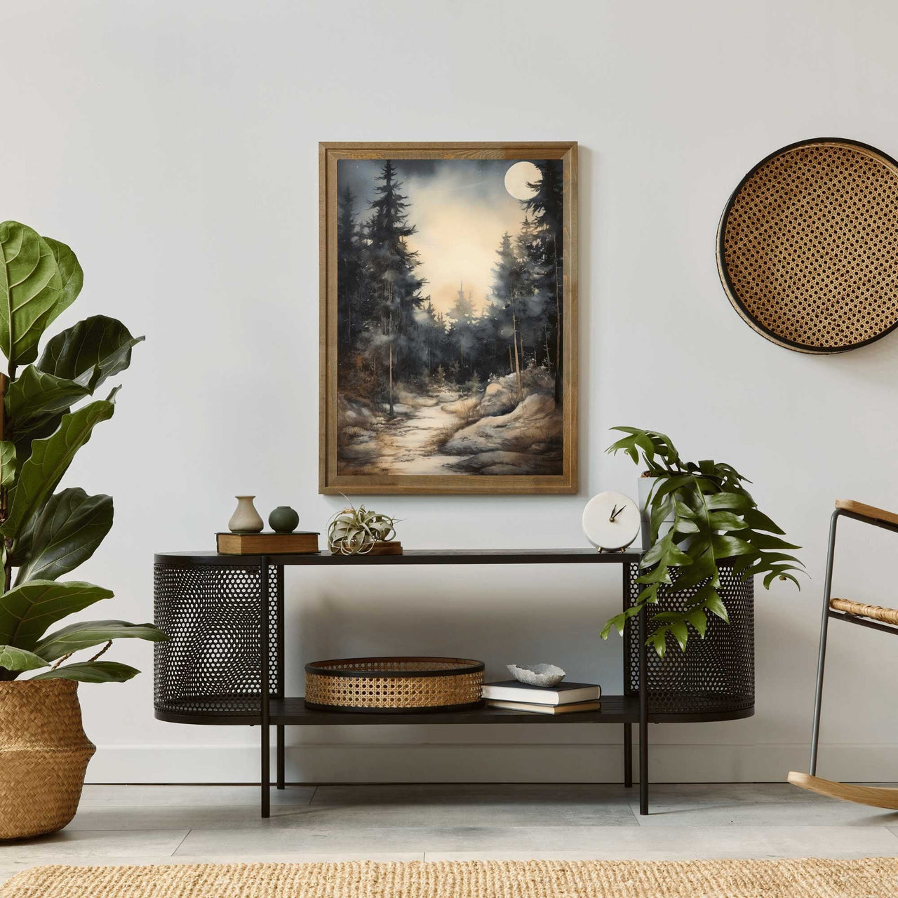 Moonlit Forest Wall Art – Nature Nursery Print