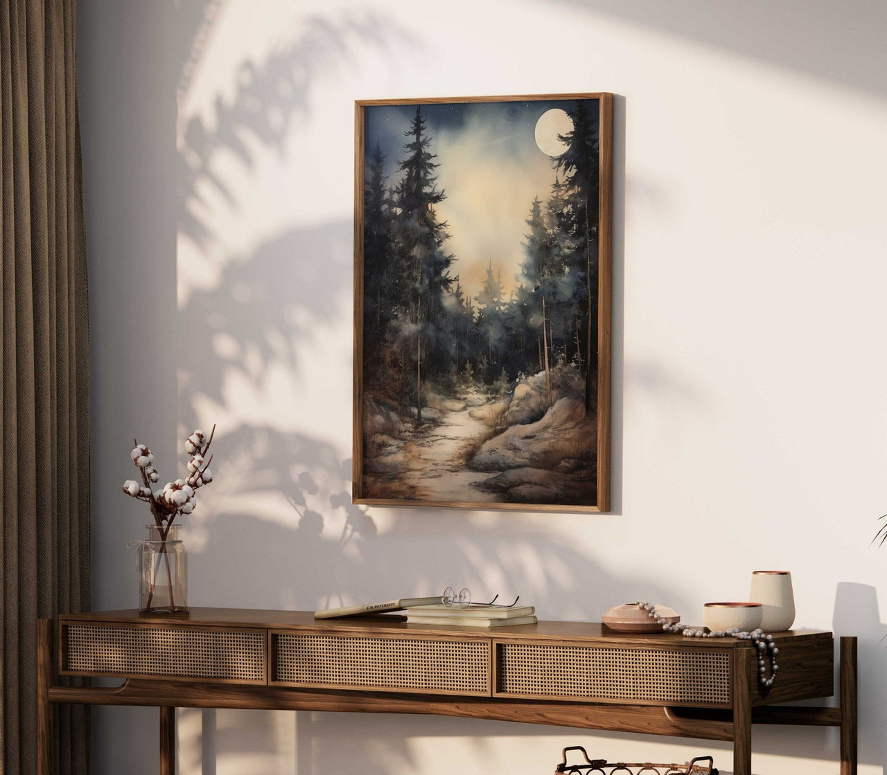 Moonlit Forest Wall Art – Nature Nursery Print