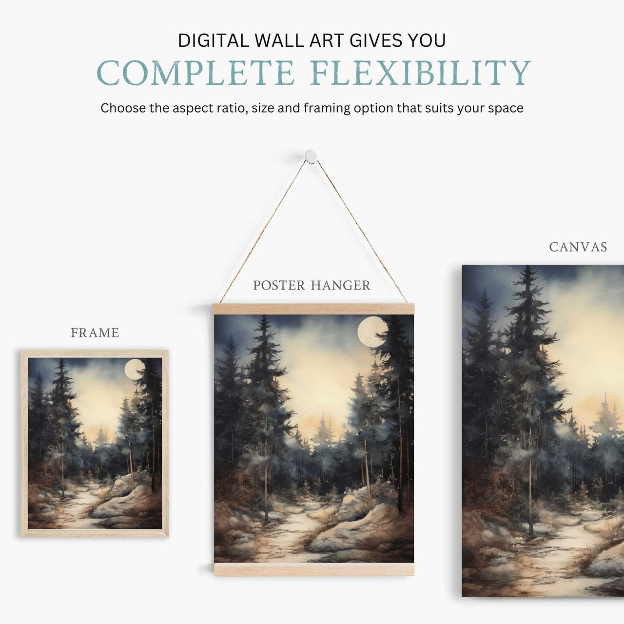 Moonlit Forest Wall Art – Nature Nursery Print