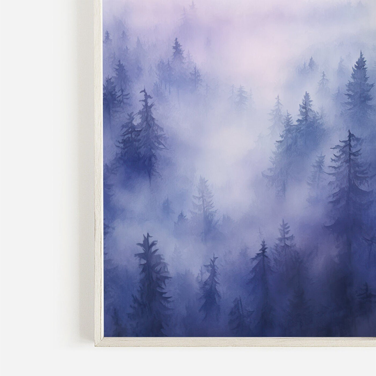 Watercolor Forest Wall Art – Landscape Living Room Print