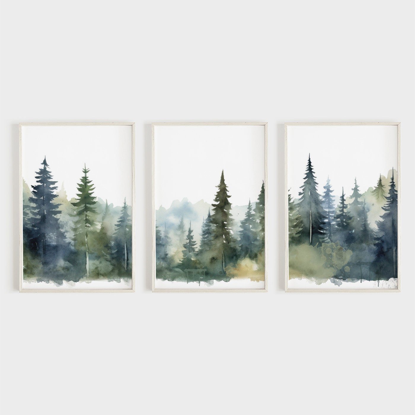 Watercolor Forest Wall Art, Charming Kids Room Decor, Pine Prints - WildfieldPrints