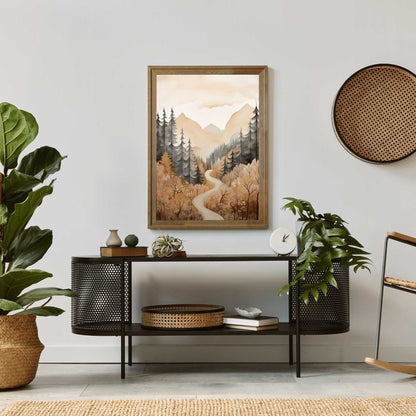 Watercolor Forest Wall Art, Vintage Nature Decor, Mountain Cabin Print - WildfieldPrints