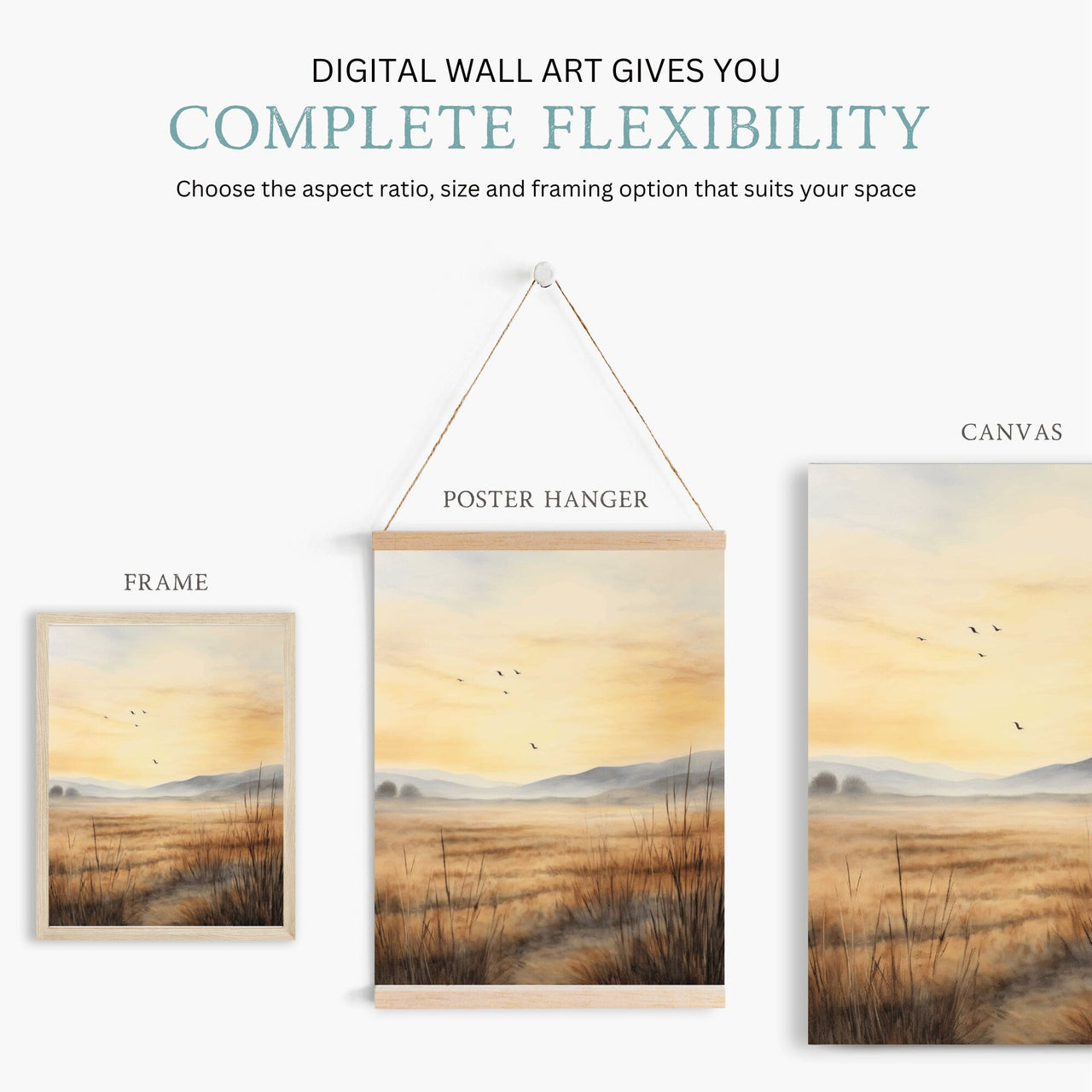 Watercolor Landscape Wall Art – Nature Living Room Decor Print