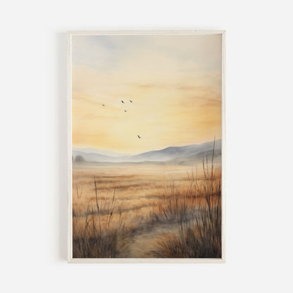 Watercolor Landscape Art, Abstract Scenic Nature Print, Tranquil Decor - WildfieldPrints