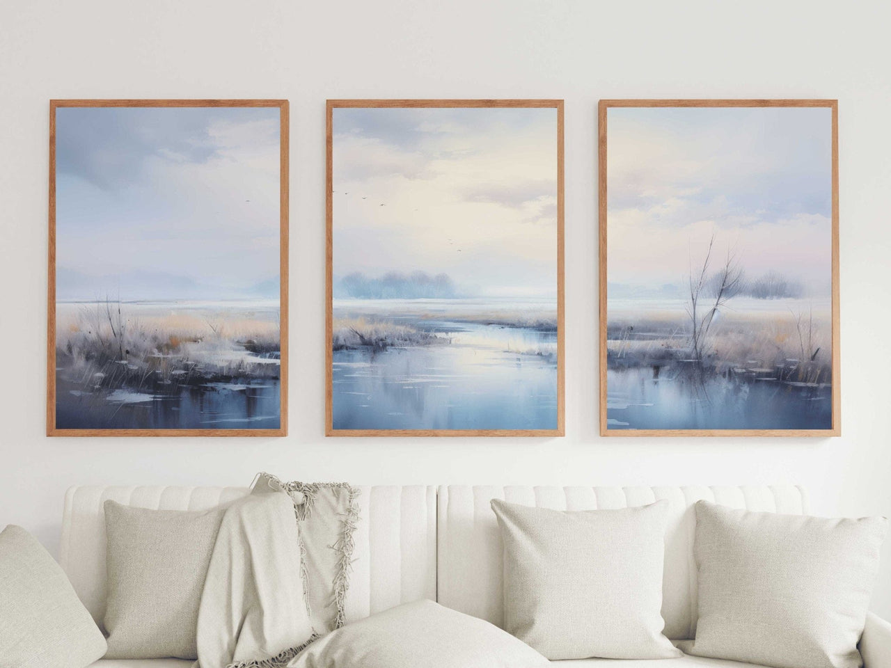 Stream Landscape Wall Art – Nature Living Room Print • Set of 3
