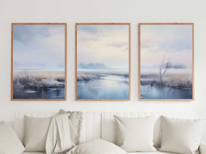 Watercolor Landscape Art, Scenic Nature Wall Decor, Triptych Collection - WildfieldPrints