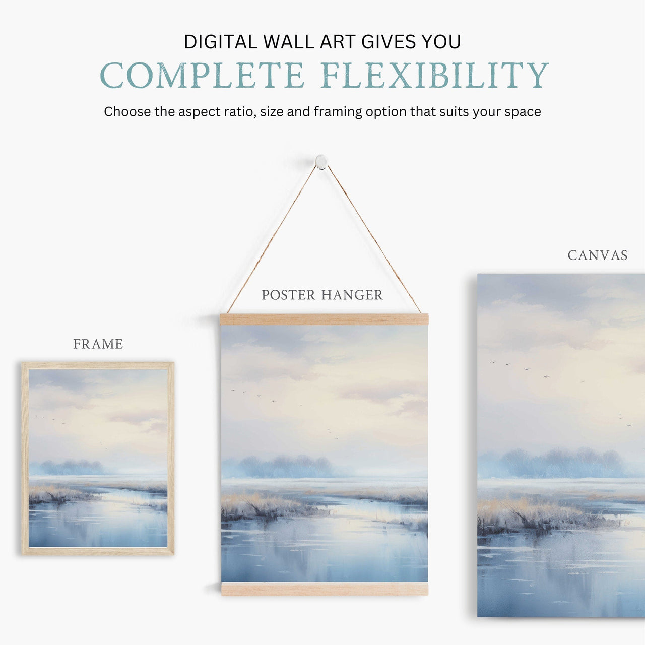 Stream Landscape Wall Art – Nature Living Room Print • Set of 3
