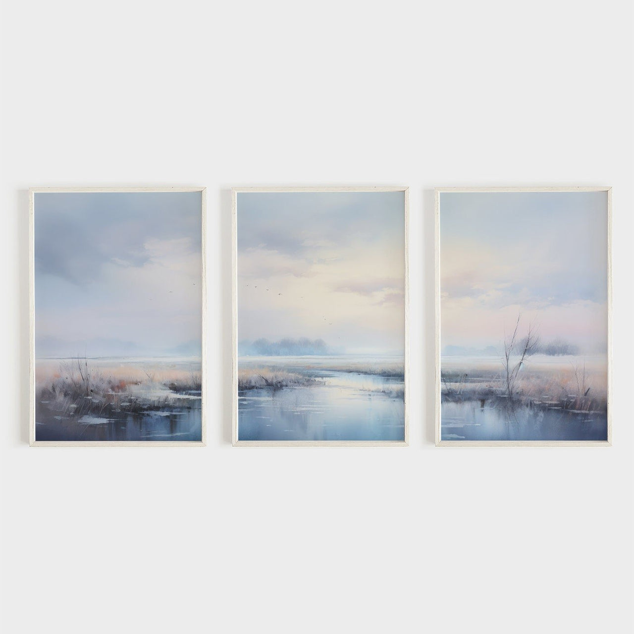 Stream Landscape Wall Art – Nature Living Room Print • Set of 3