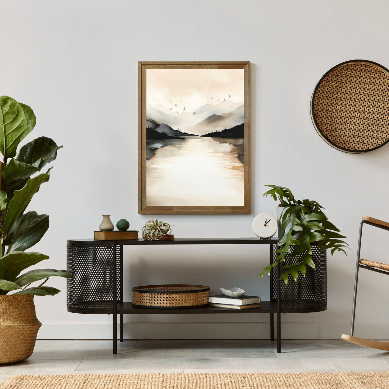 Birds Over Tranquil Lake Wall Art – Nature Print for Home