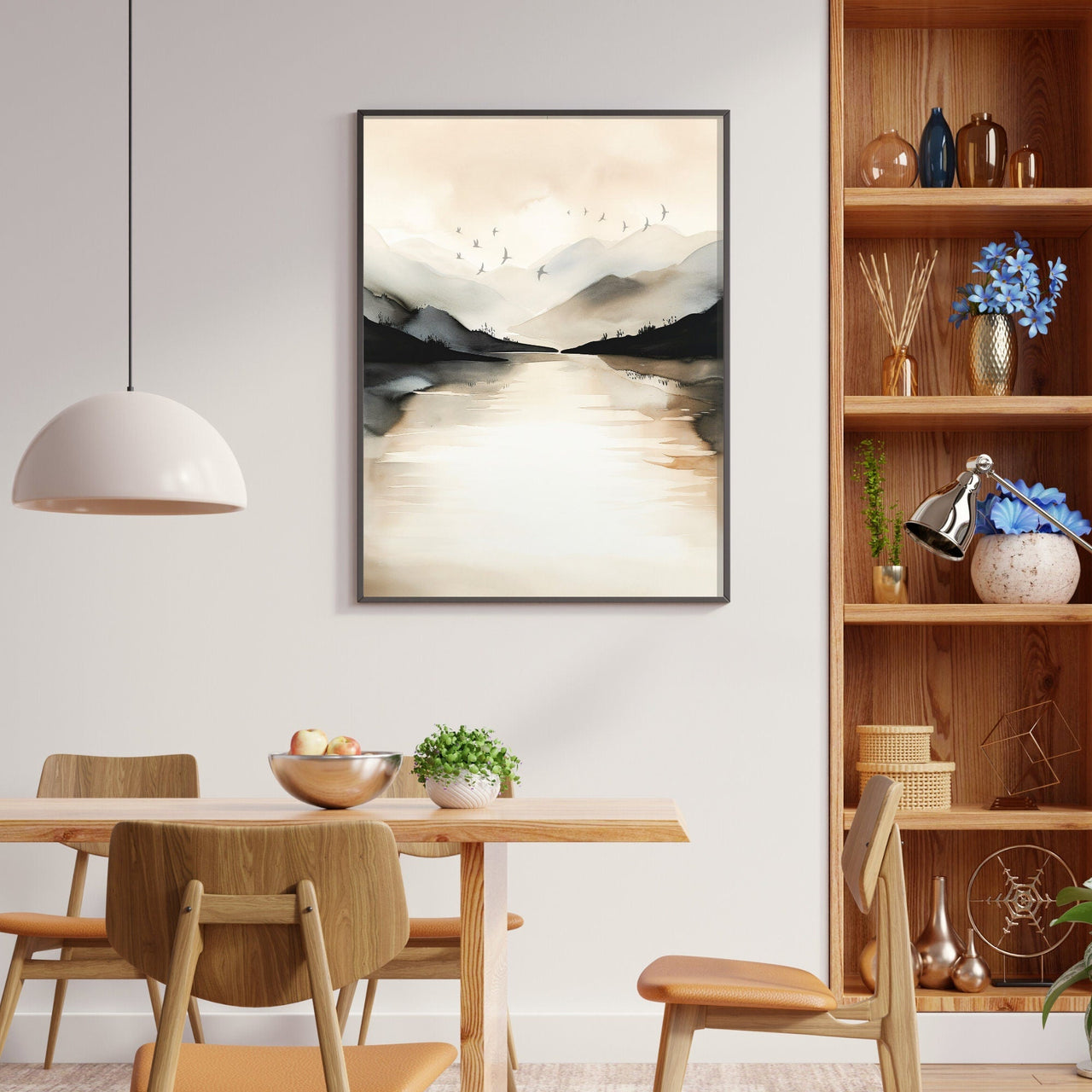 Birds Over Tranquil Lake Wall Art – Nature Print for Home