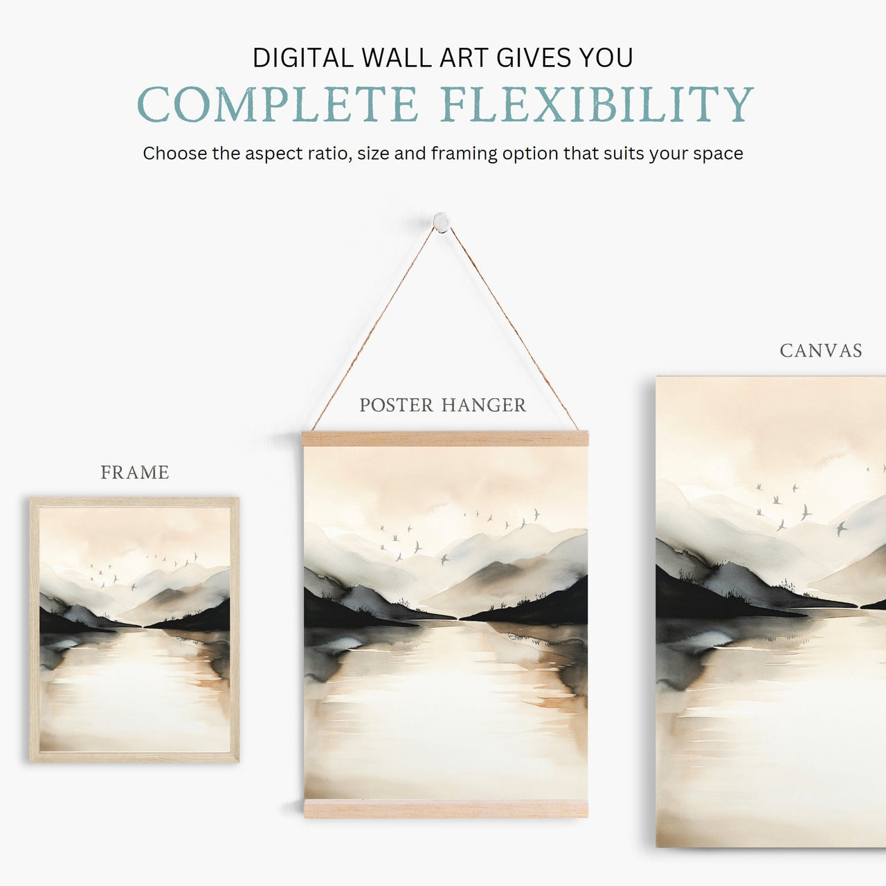 Birds Over Tranquil Lake Wall Art – Nature Print for Home