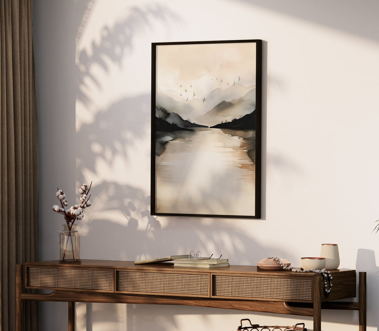 Birds Over Tranquil Lake Wall Art – Nature Print for Home