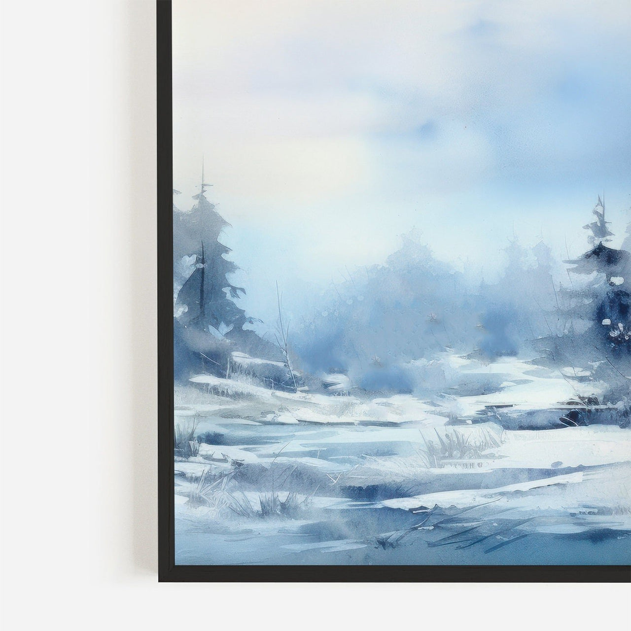 Snowy Forest Wall Art – Winter Living Room Print • Set of 3
