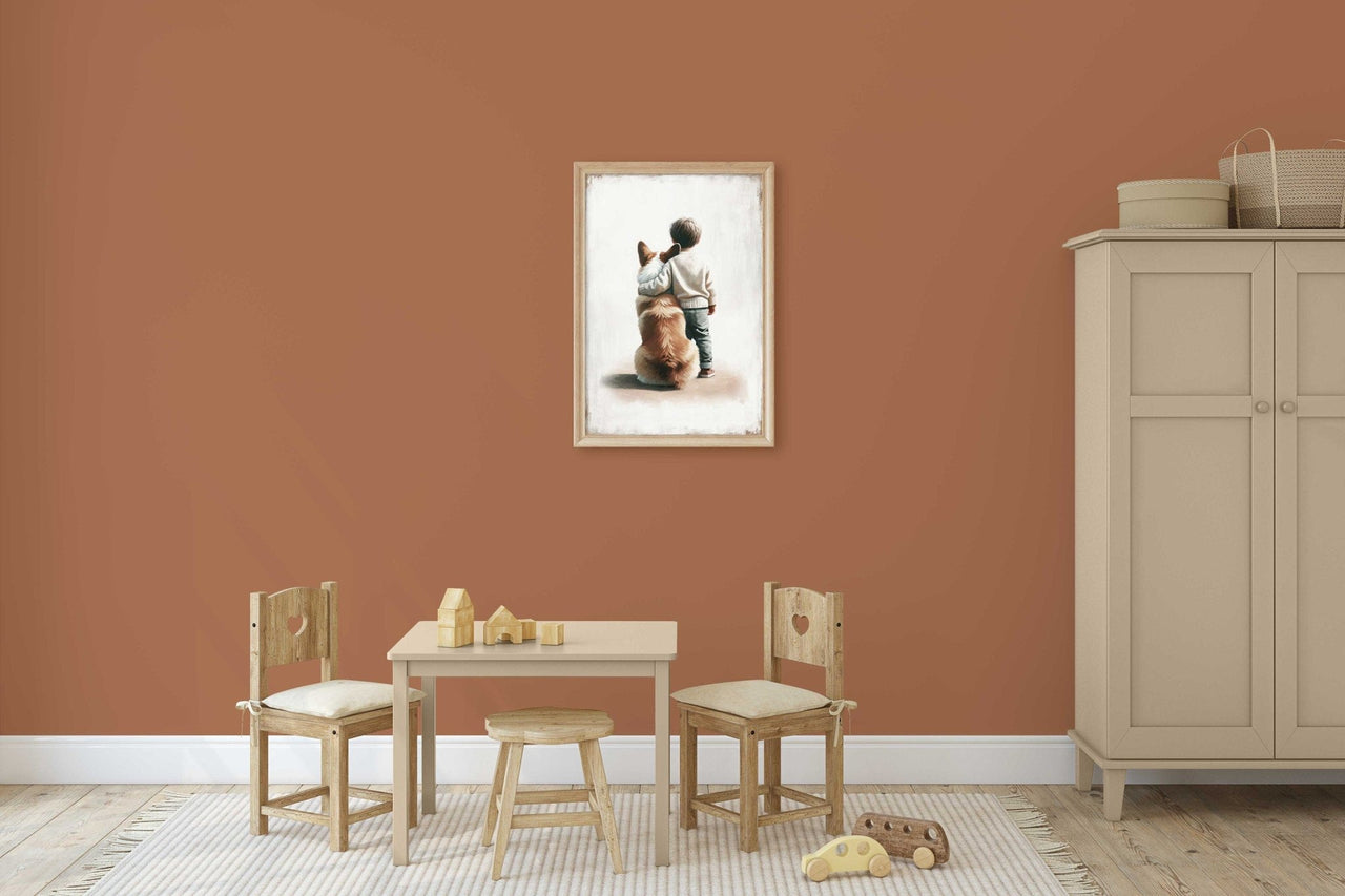 Welsh Corgi Nursery Print – Animal Boys Room Wall Art