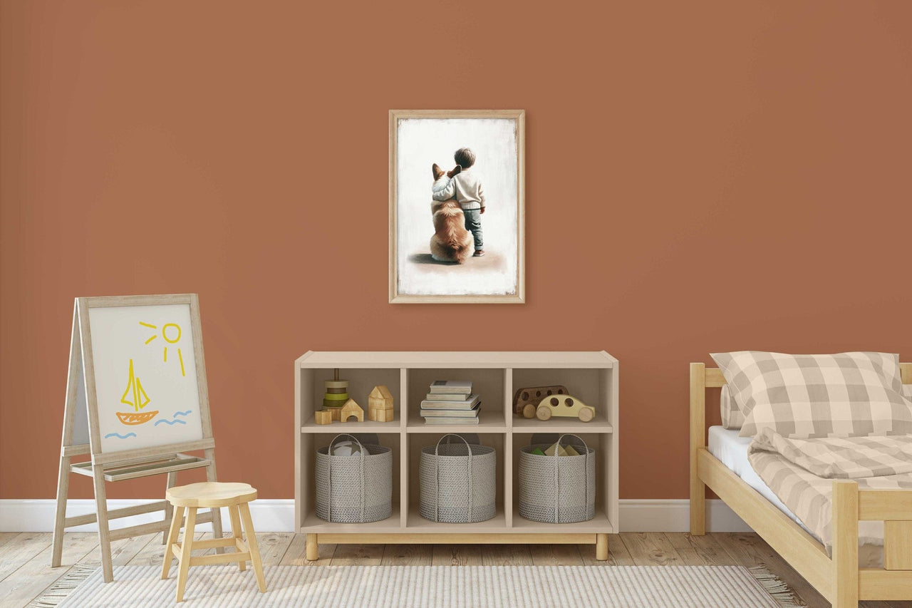 Welsh Corgi Nursery Print – Animal Boys Room Wall Art