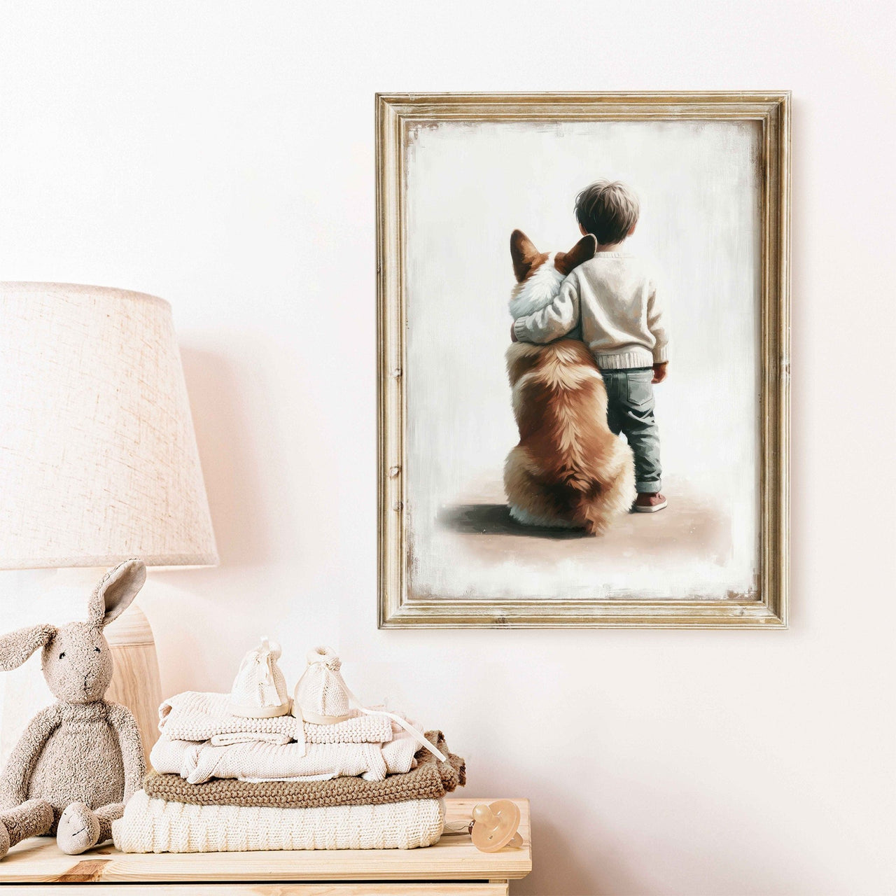 Welsh Corgi Nursery Print – Animal Boys Room Wall Art