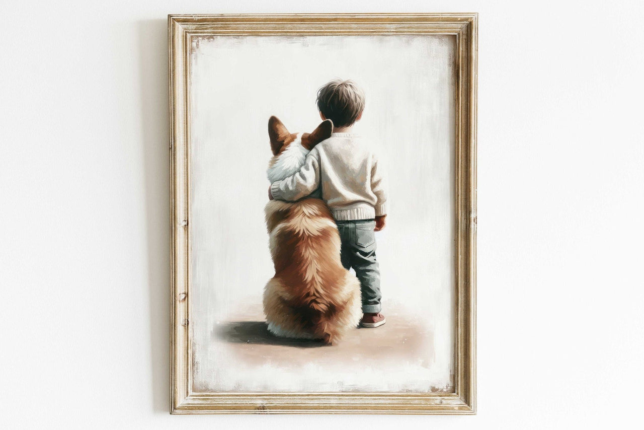 Welsh Corgi Nursery Print – Animal Boys Room Wall Art