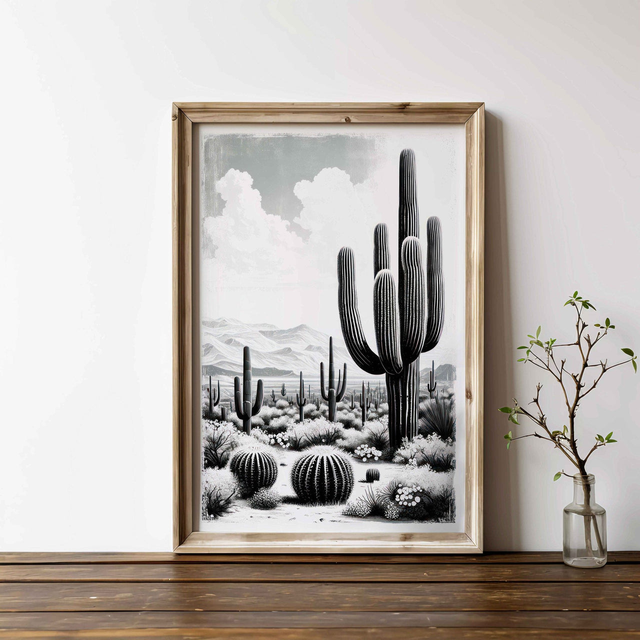 Saguaro Cactus Wall Art – Desert Living Room Print