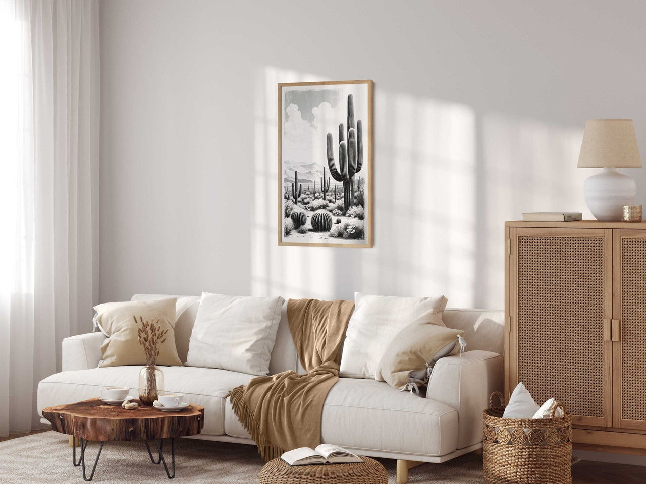 Saguaro Cactus Wall Art – Desert Living Room Print