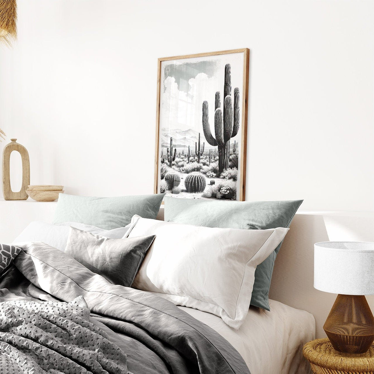 Saguaro Cactus Wall Art – Desert Living Room Print
