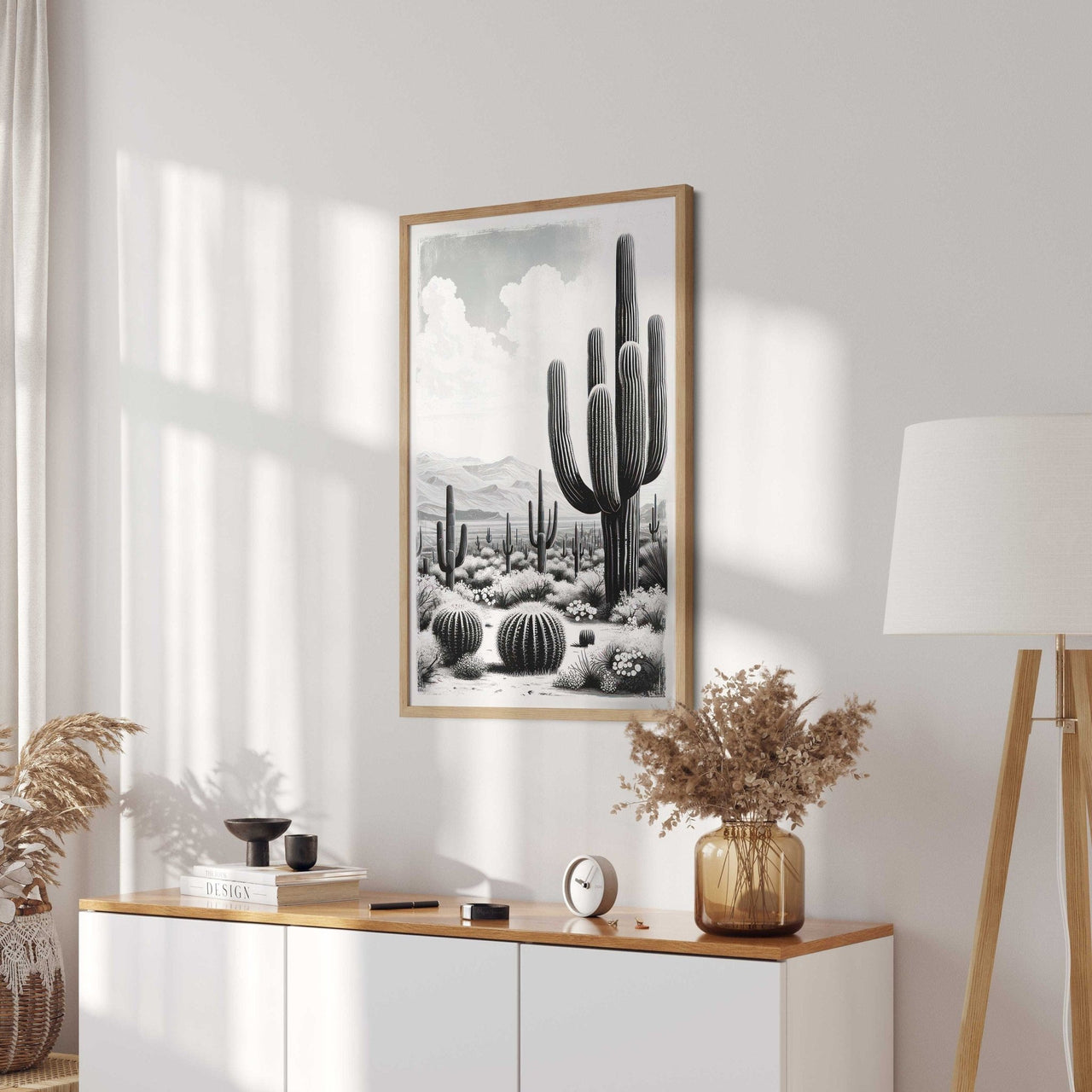 Saguaro Cactus Wall Art – Desert Living Room Print