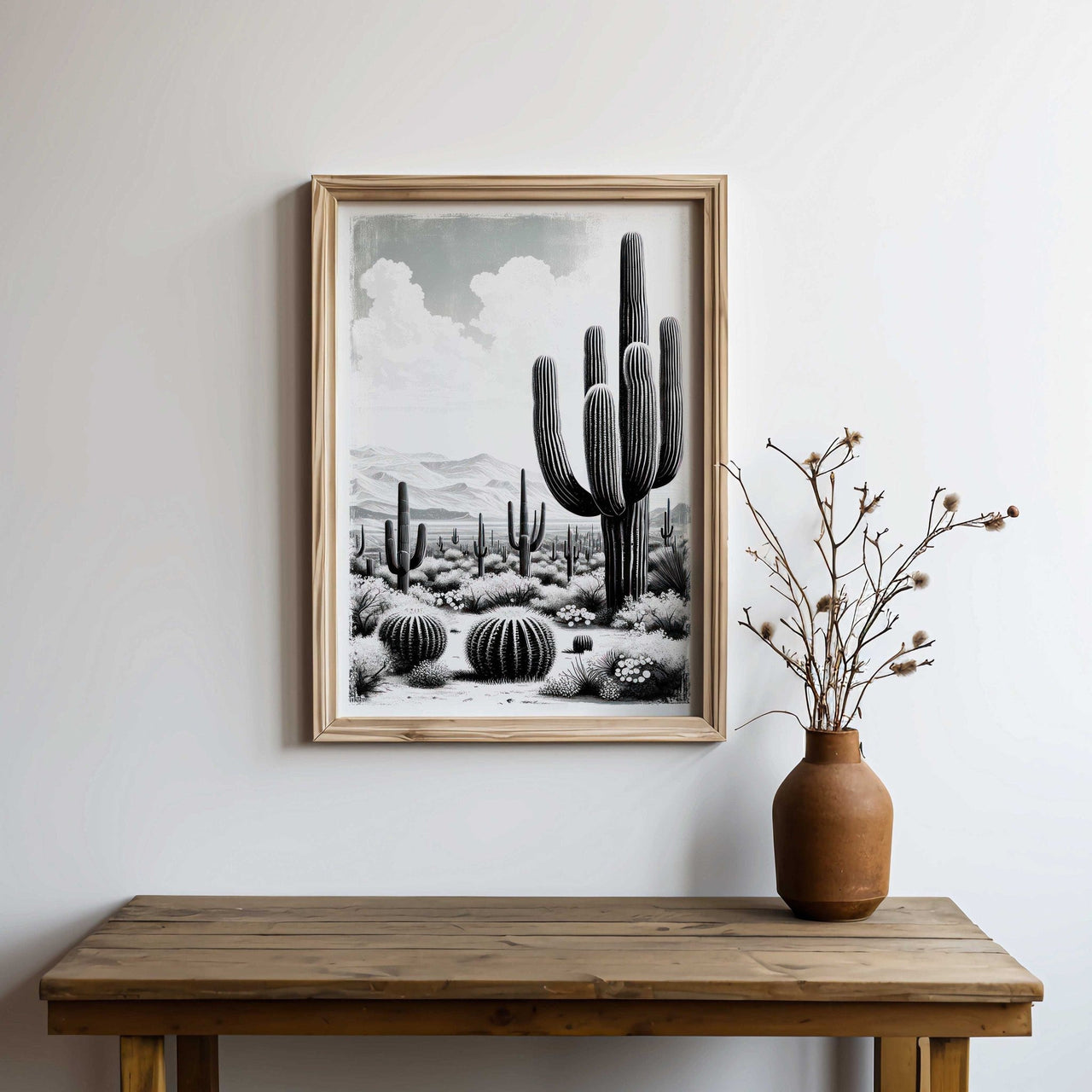 Saguaro Cactus Wall Art – Desert Living Room Print