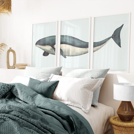 Whale Nursery Print, Ocean Animal Decor, Vintage Kids Wall Art - WildfieldPrints